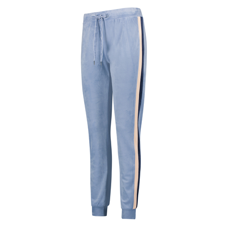Striped Velvet Jogging Pants, Blue