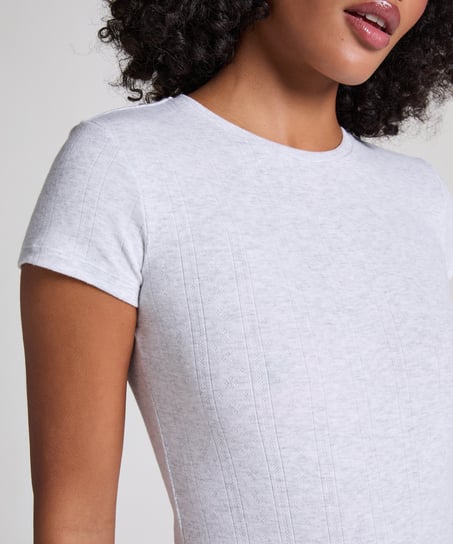 Pointelle Top, Gray