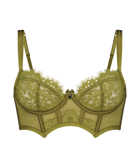 Amelie Non-Padded Underwired Longline Bra, Green