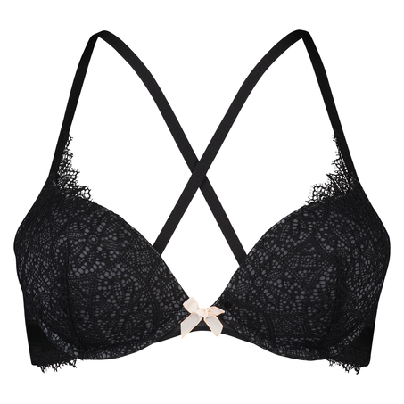 Padded underwired push-up bra Acantha, Black