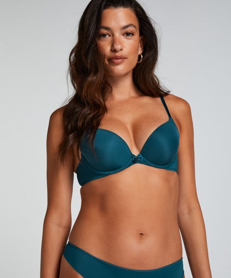 Plunge Padded Underwired Bra, Blue