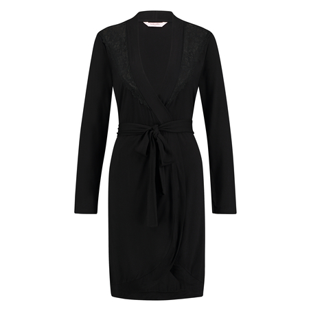 Modal Lace Bathrobe, Black