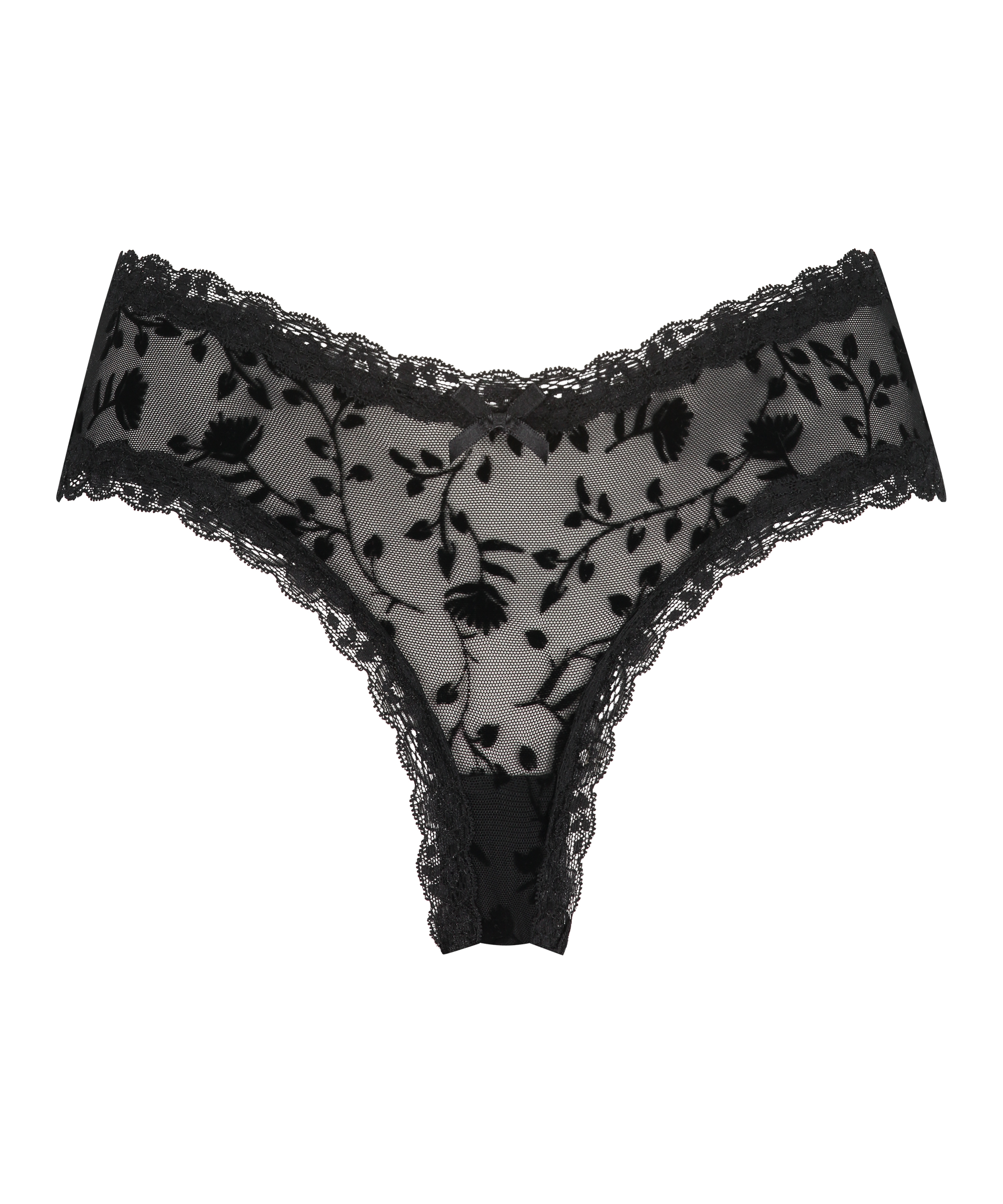 V-shaped Brazilian knickers mesh, Black, main