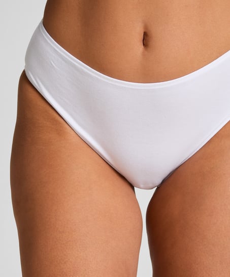 Cotton High Leg Brazilian, White