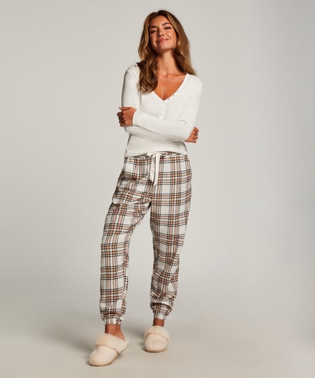 Flannel Pyjama Pants, Beige