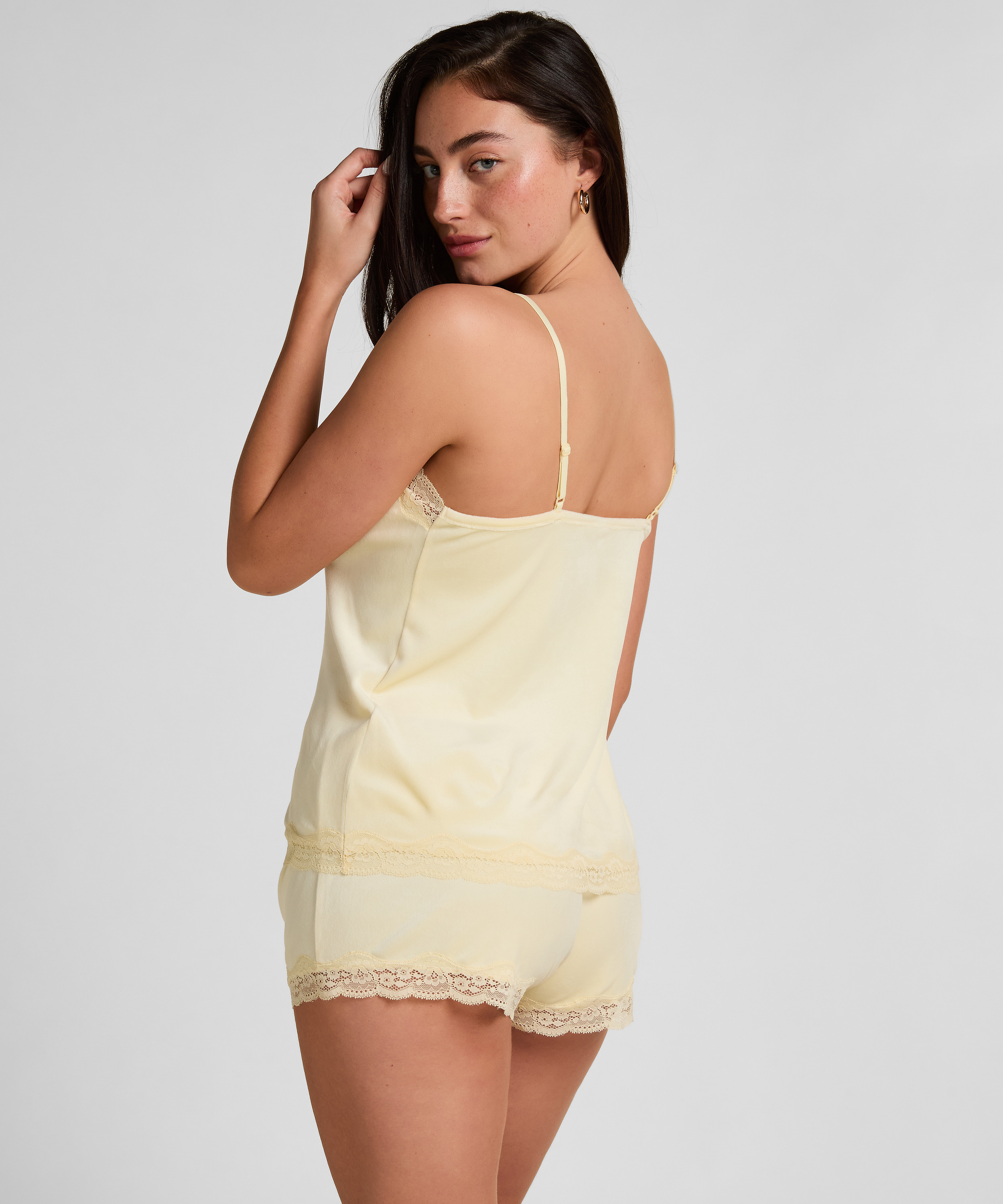 Velours Lace Cami Top, Yellow, main