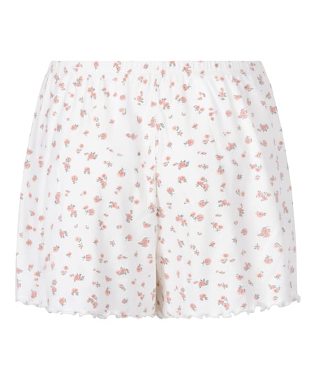 Ribbed Pyjama Shorts, White