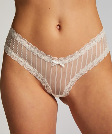V-shaped Brazilian knickers mesh, White