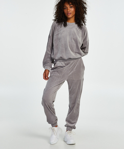 Tall Velours Jogging Bottoms, Gray