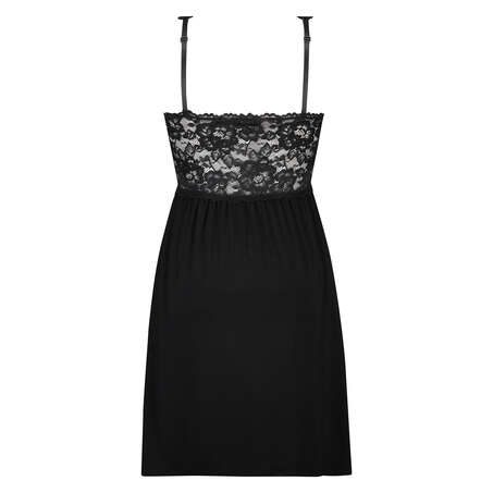 Nora Lace Slip Dress, Black