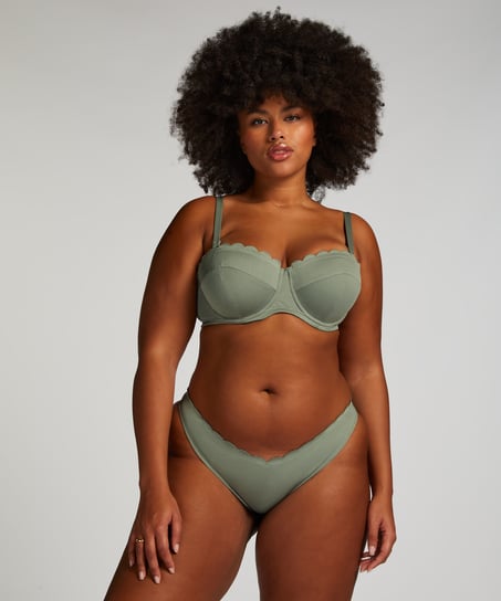 Scallop Padded Strapless Underwired Bikini Top Cup E +, Green