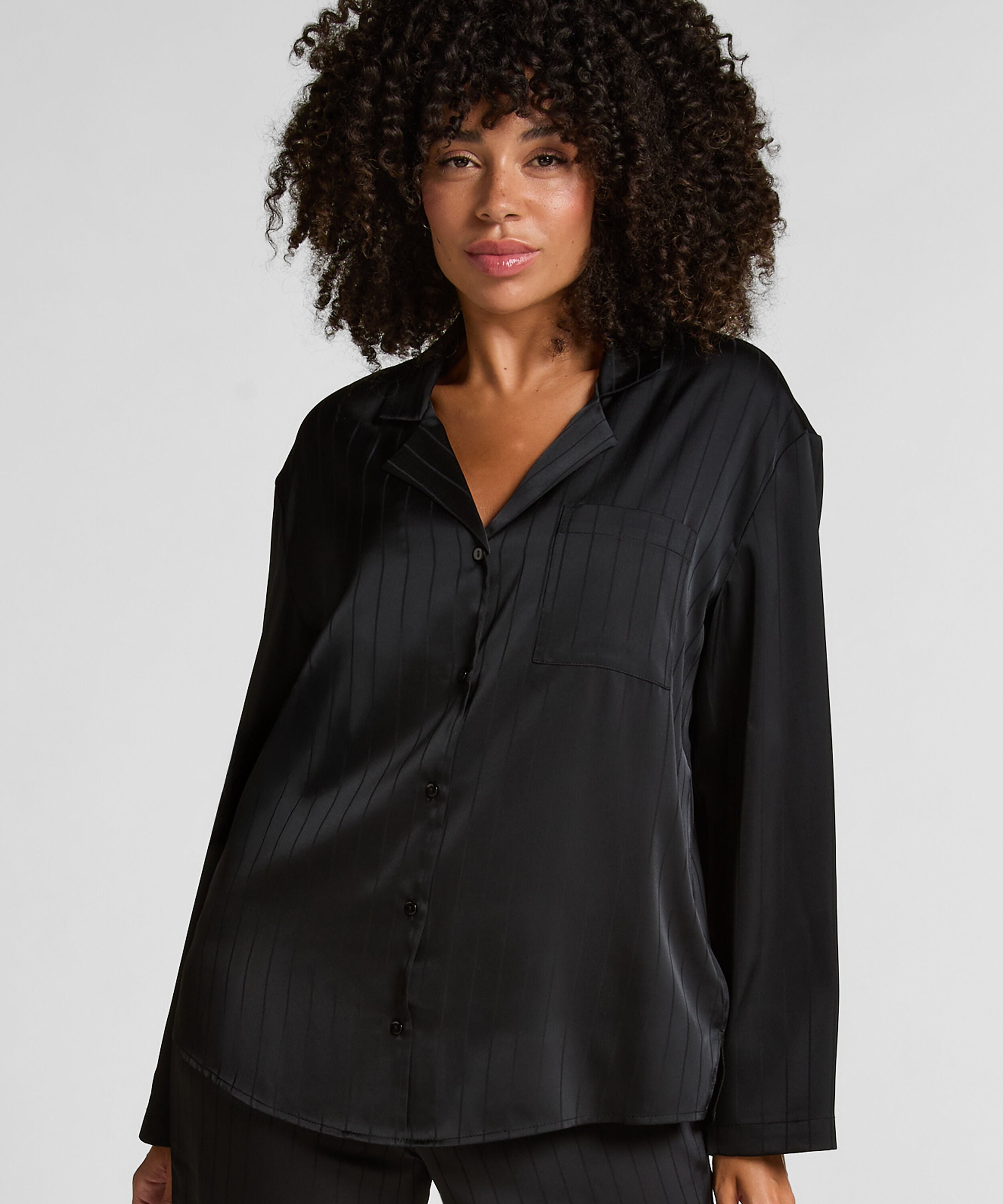Satin Pinstripe Jacket, Black