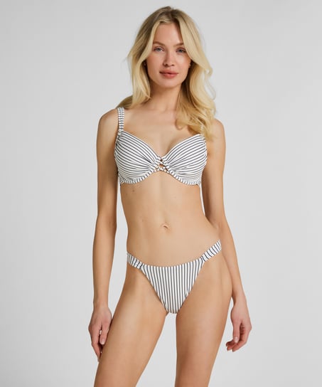Padded Underwired Bikini Top Stripes, White