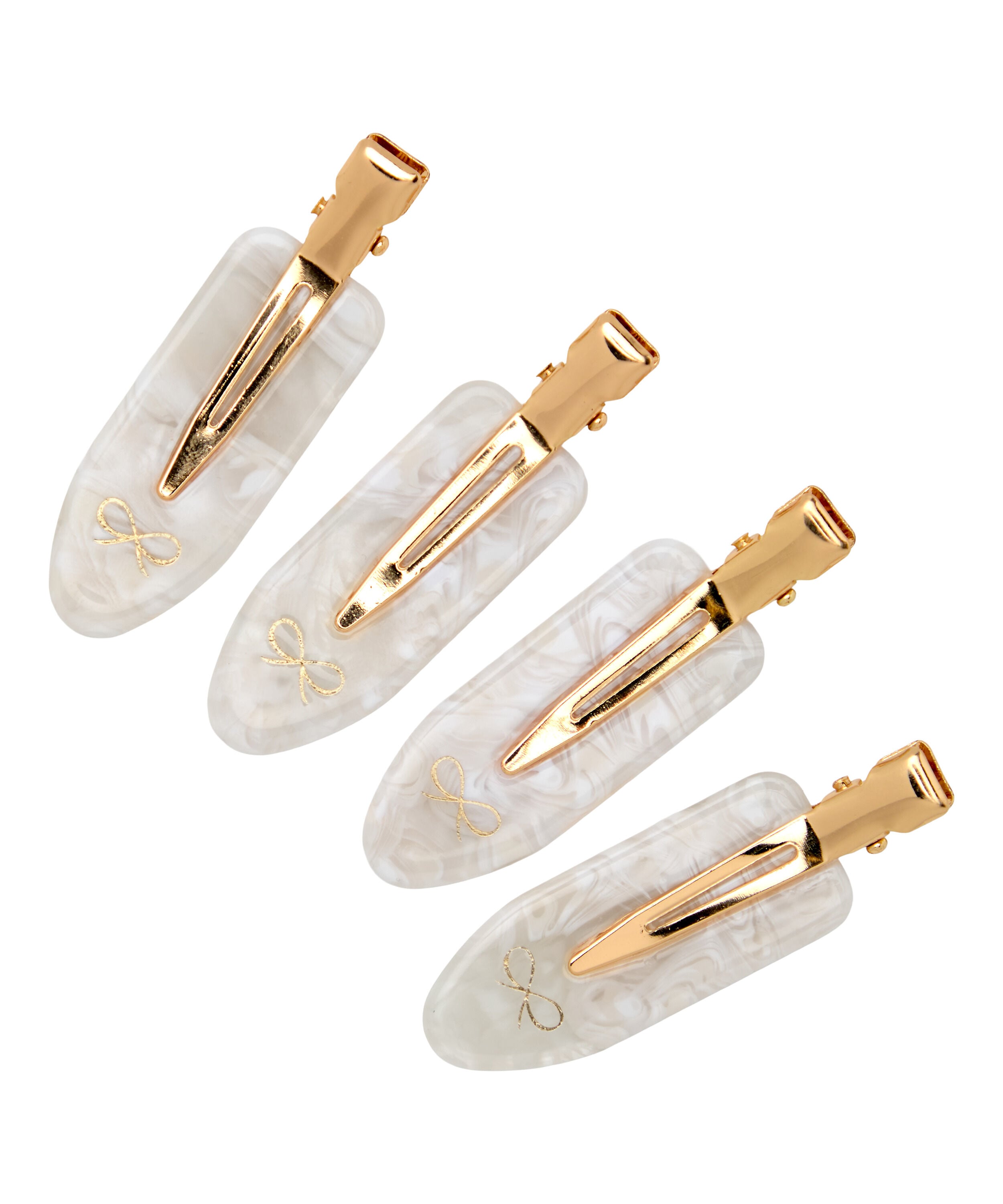 4-Pair Hair Clips, White