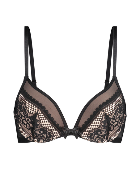 Malika Padded Underwired push-up Bra, Black
