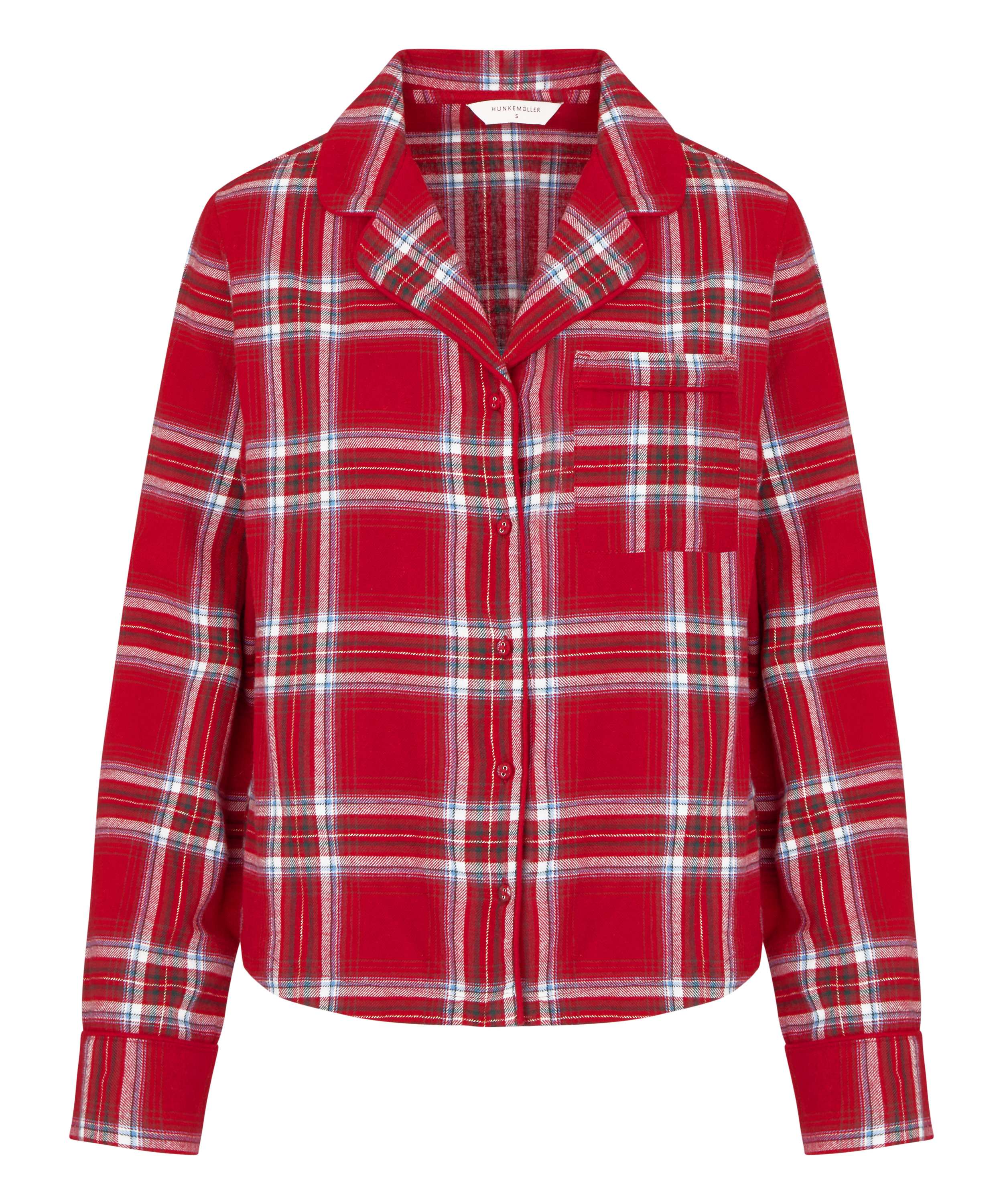 Flannel Pyjama Top, Red, main