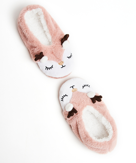 Reindeer Cosy Ballerina Slippers, Pink