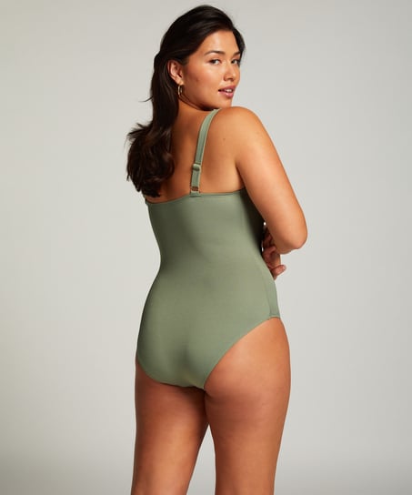 Shaping Scallop Swimsuit, Green