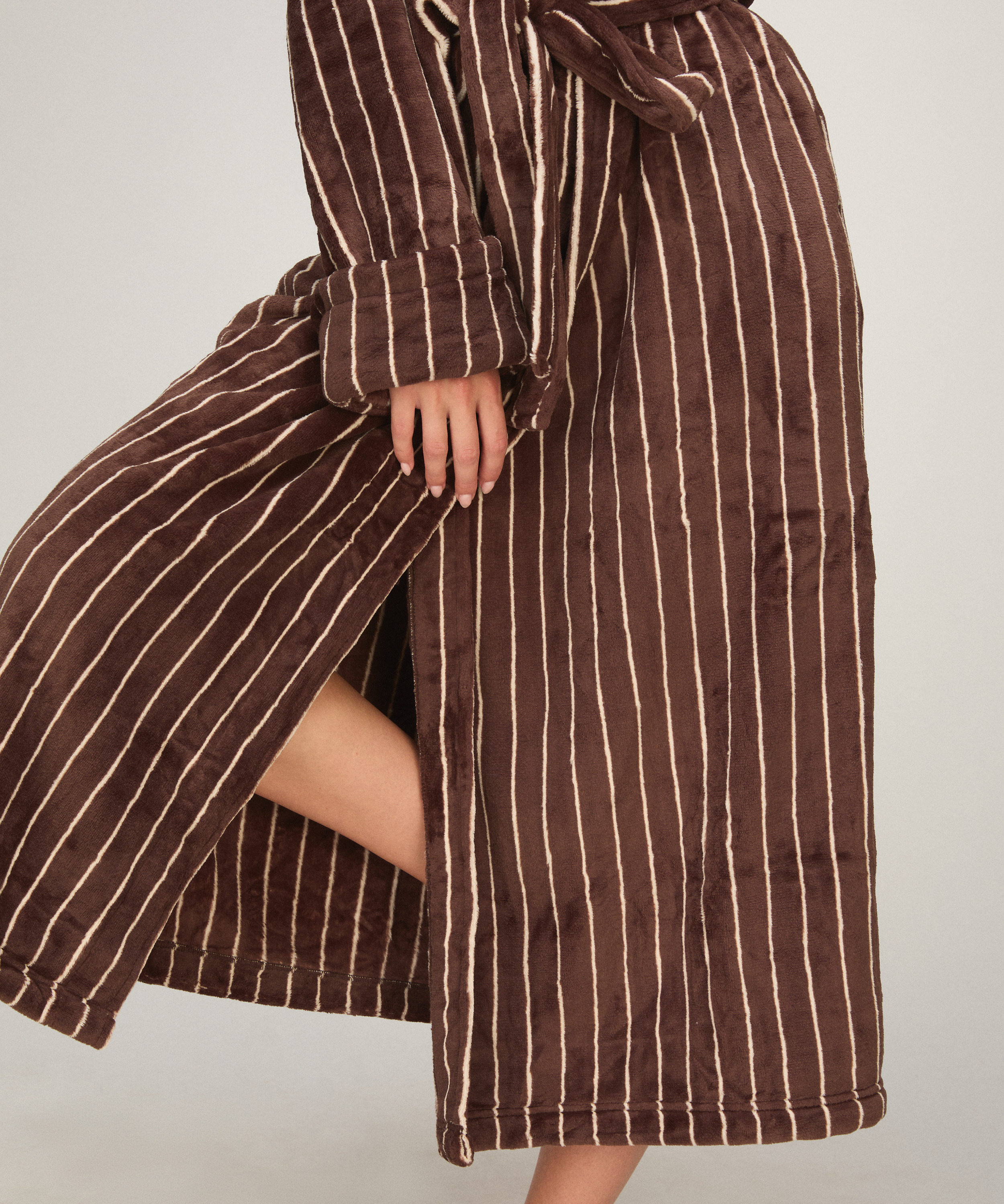 Soft Fleece Bathrobe, Brown, main