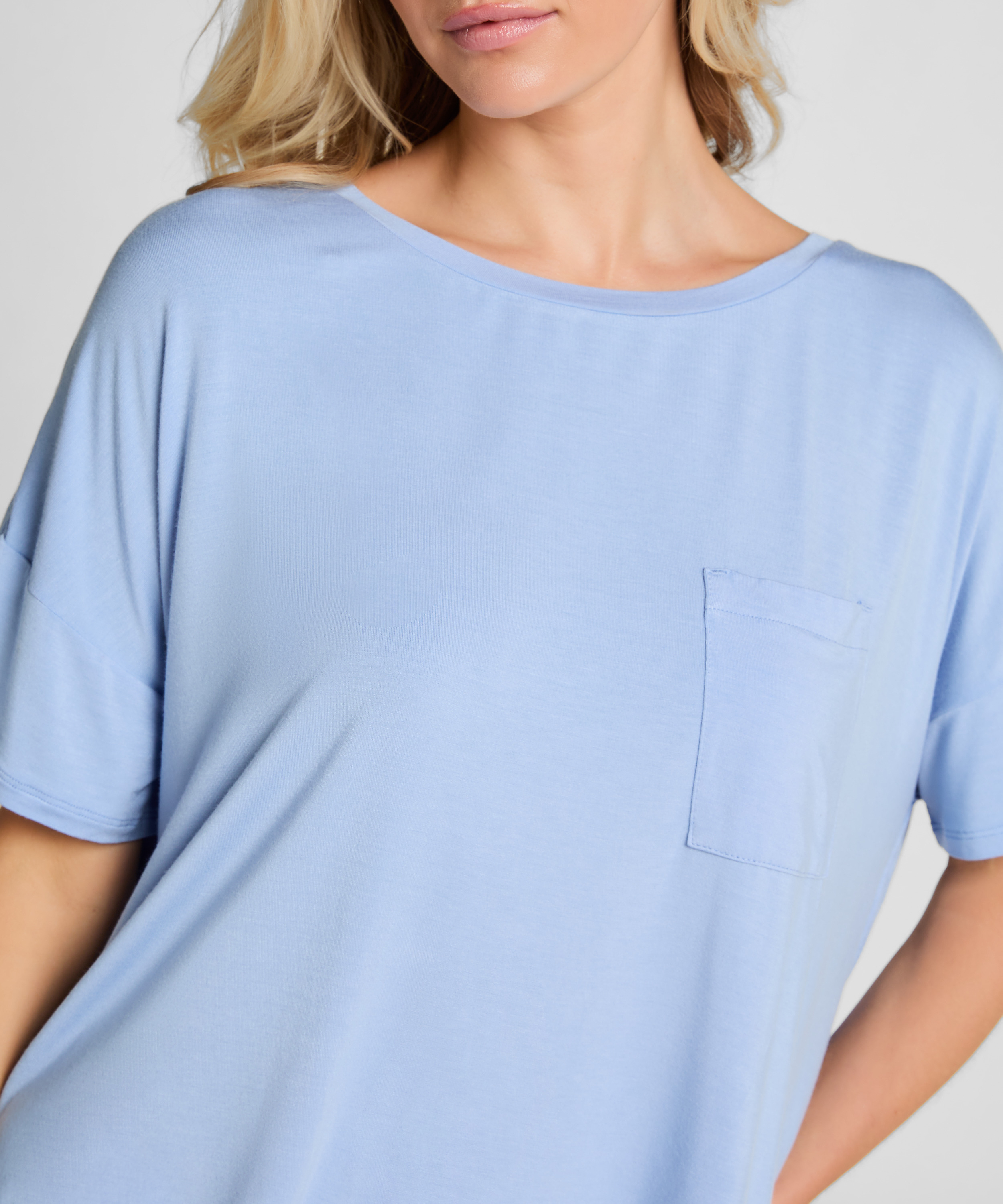 Short-Sleeved Top, Blue, main