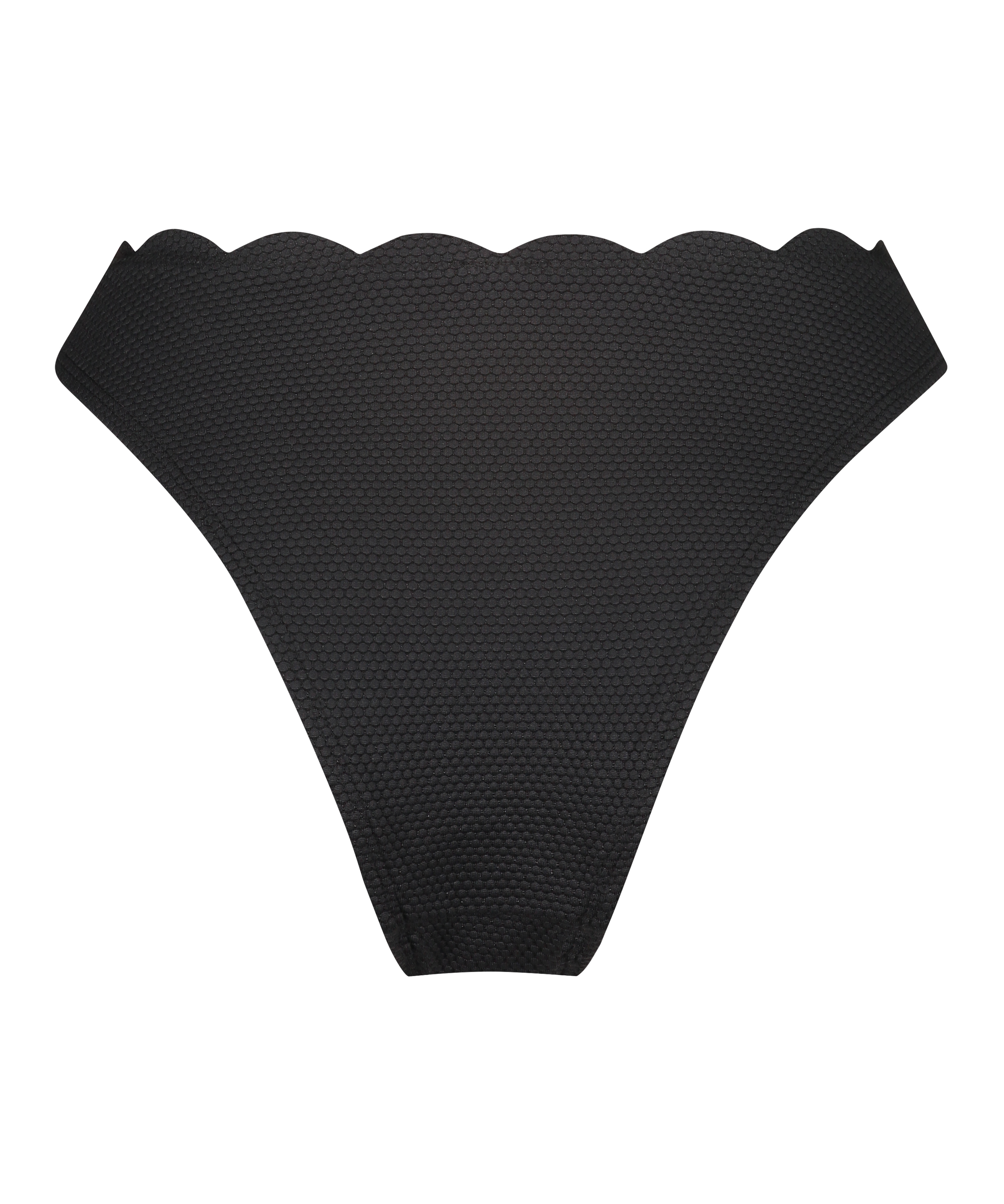 Scallop High-Leg Bikini Bottoms, Black, main