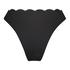 Scallop High-Leg Bikini Bottoms, Black