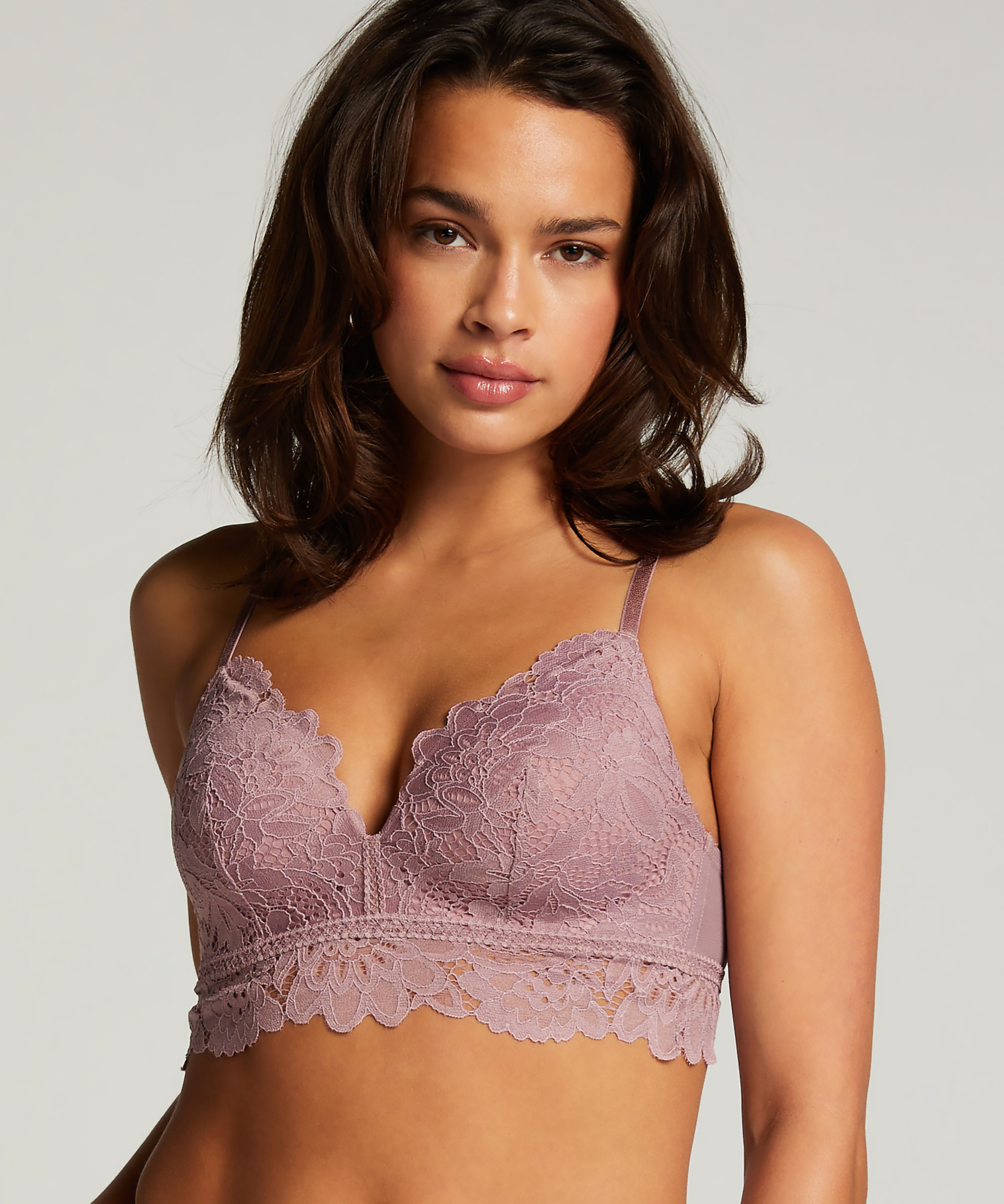 Shiloh Padded Longline Non-Underwired Bra, Purple, main