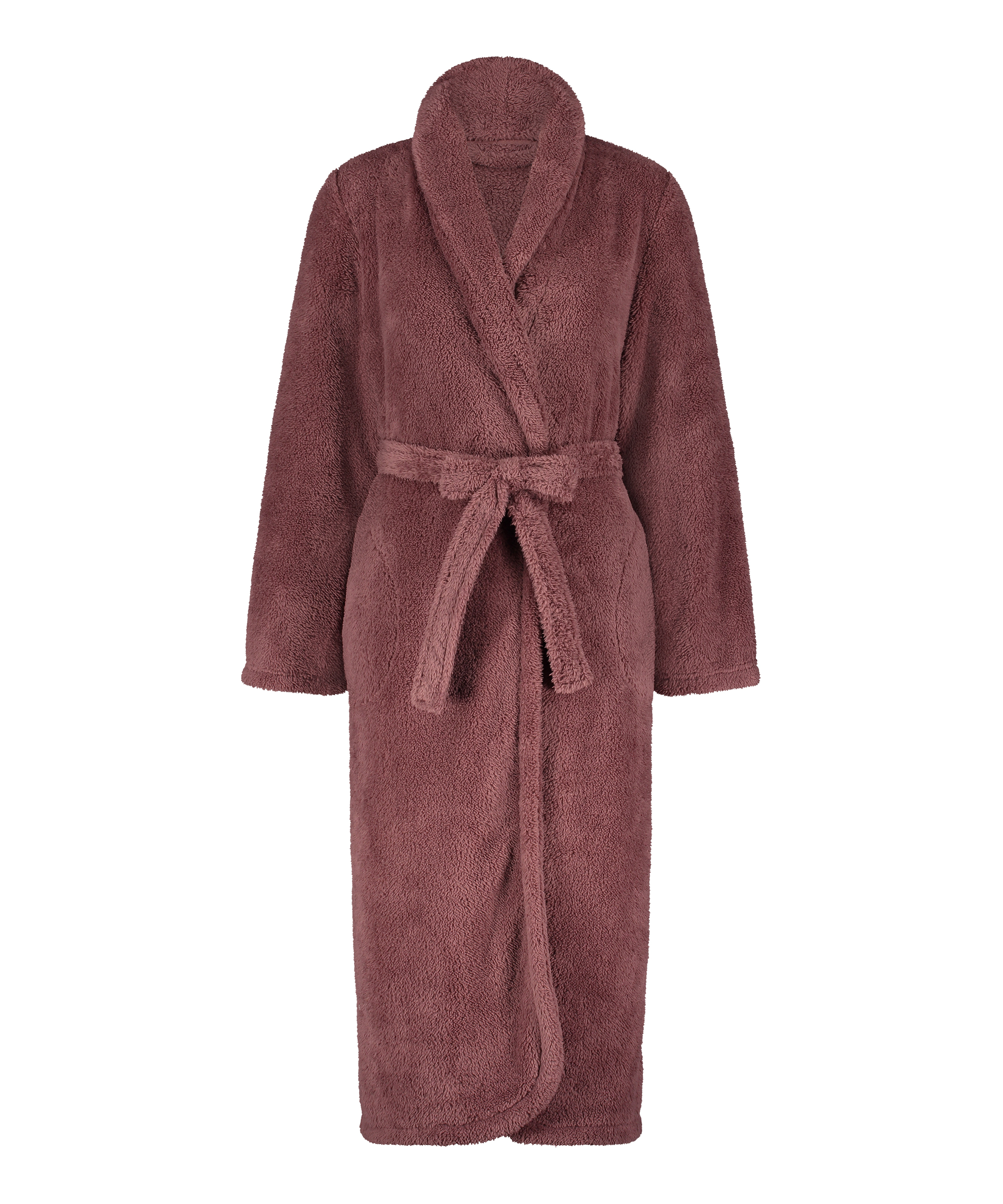 Long Fleece Bathrobe, Purple, main
