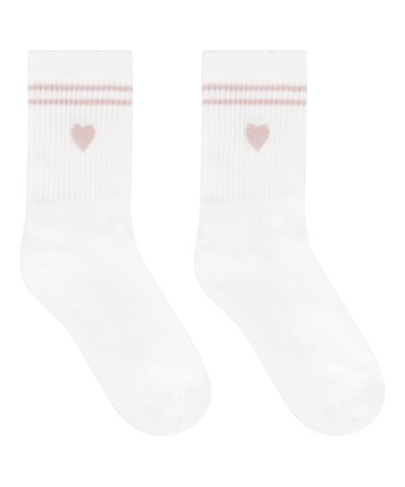 Cotton Crew Socks, White