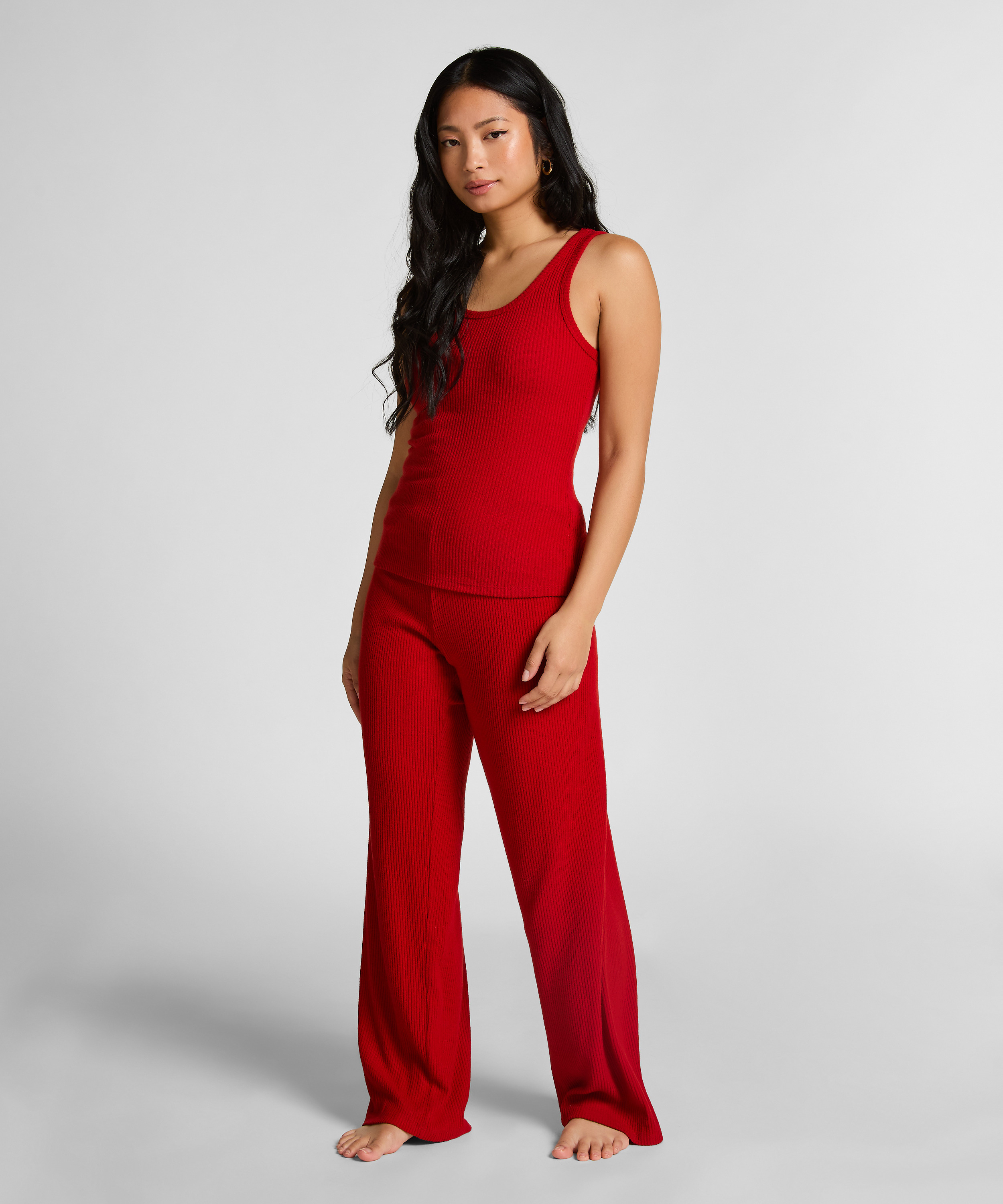 Singlet Brushed Jersey Rib, Red, main