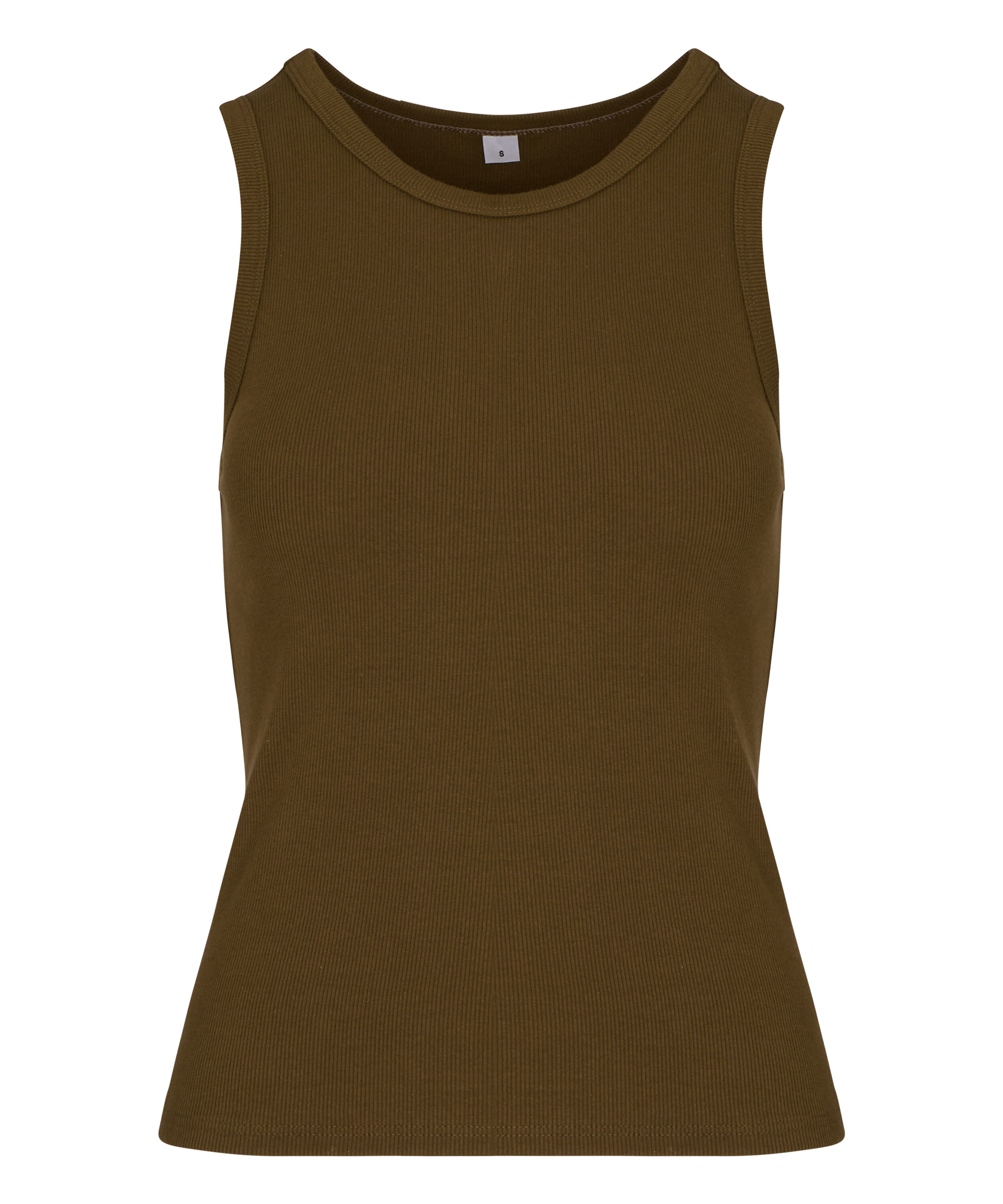 Singlet tanktop cotton rib, Green