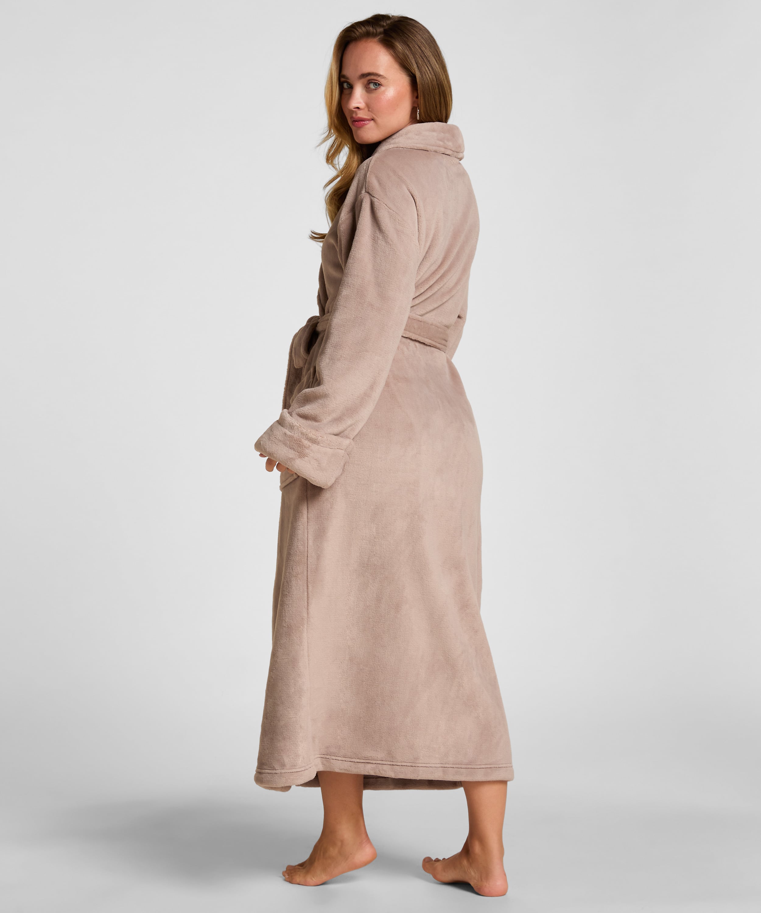 Soft Fleece Bathrobe, Beige, main