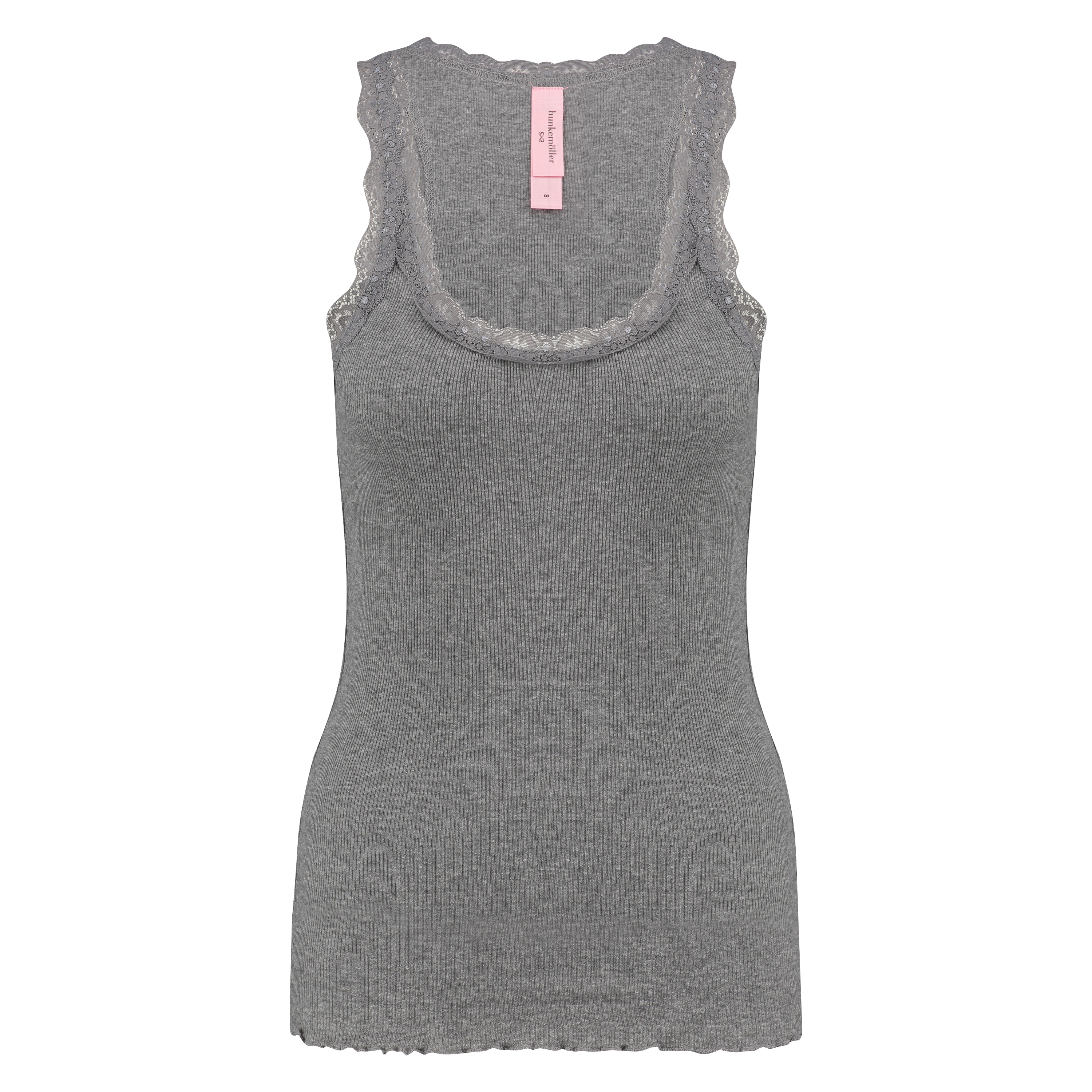 Top rib Cami lace, Gray, main