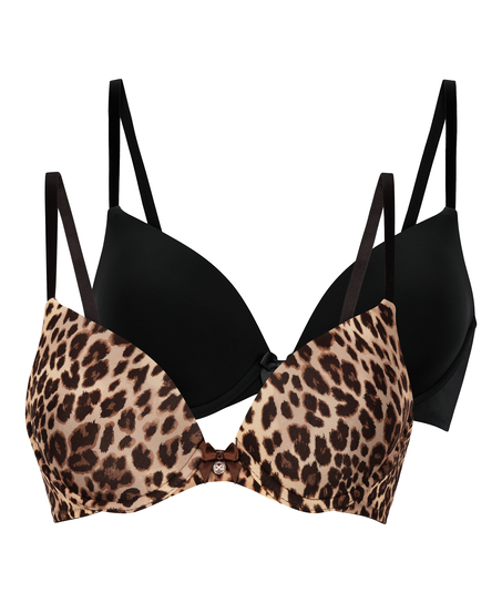 2-Pack Padded Underwired Bra, Black