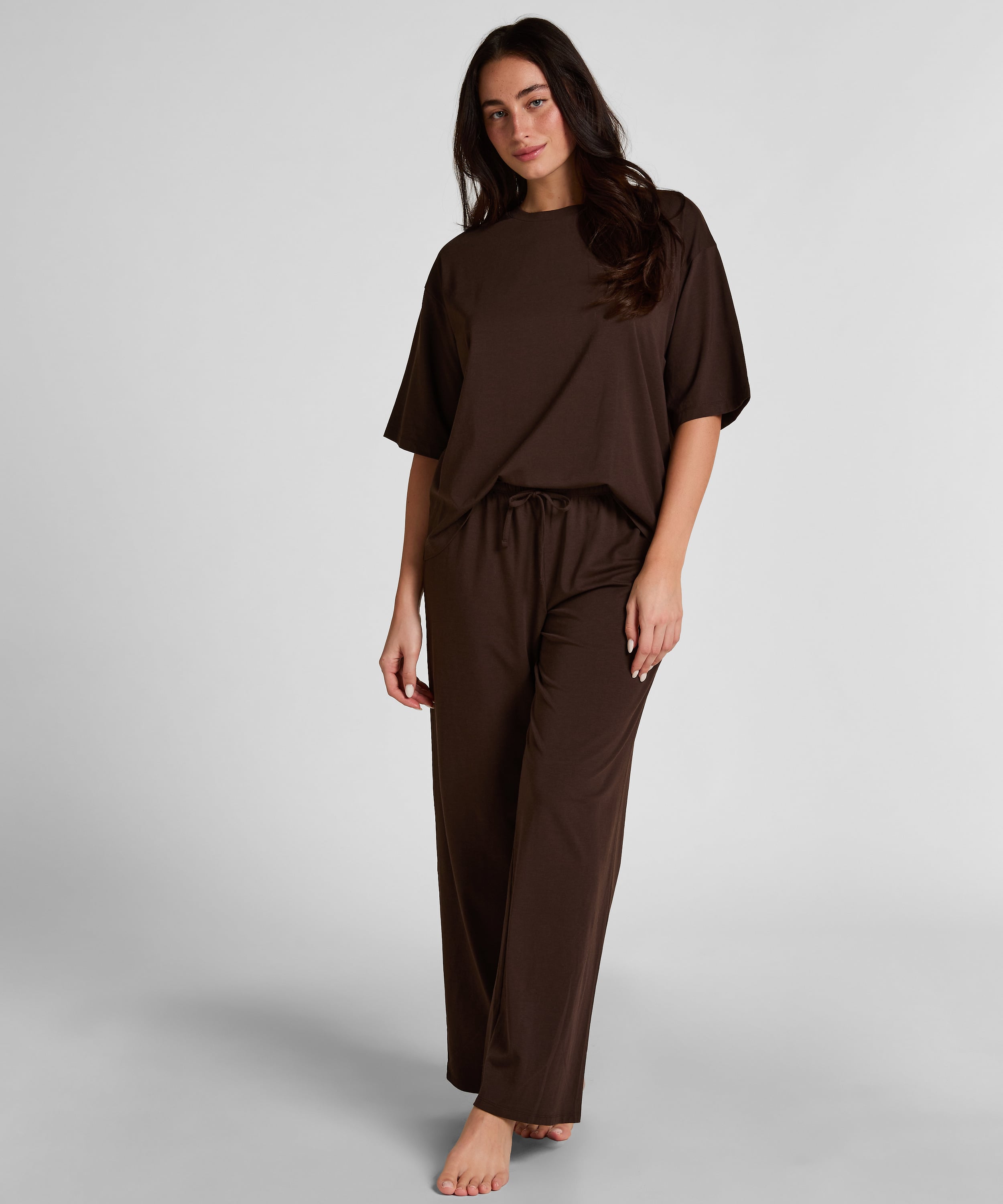 Pyjama Pants Loose , Brown, main