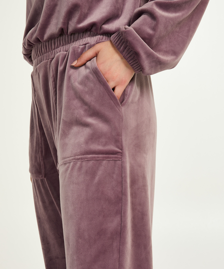 Tall Velours Jogging Bottoms, Purple
