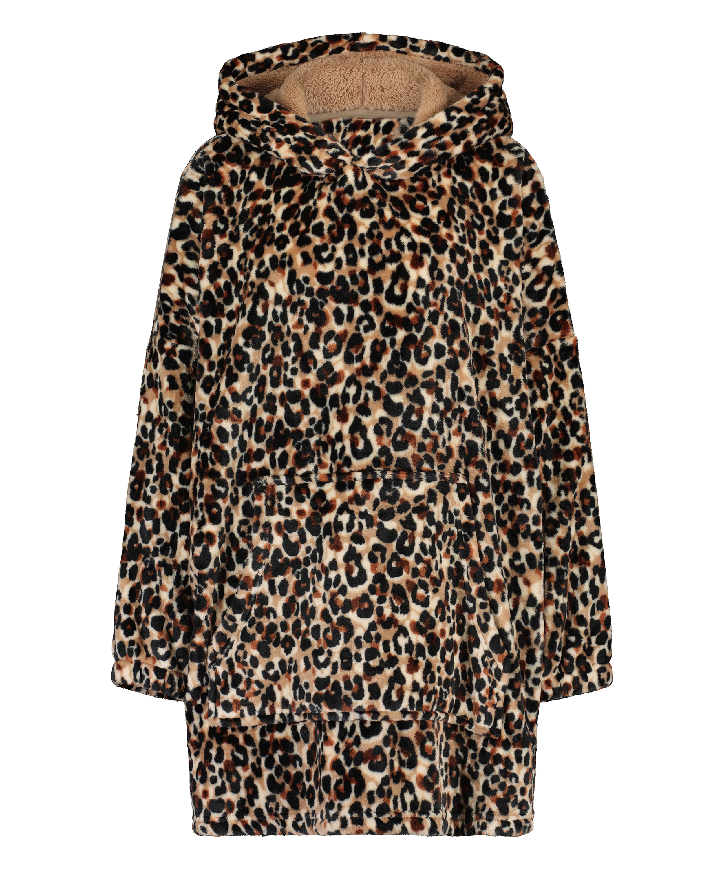 Flannel Fleece Hoodie, Brown, main