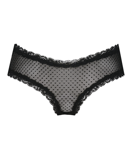V-shaped Brazilian knickers mesh, Black