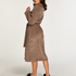 Long Fleece Bathrobe, Beige