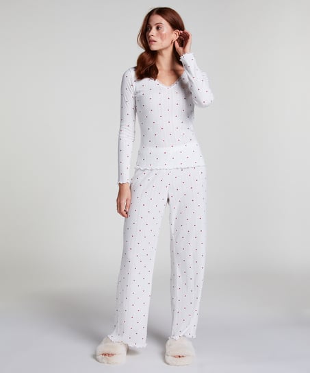 Pointelle Pyjama Top, White