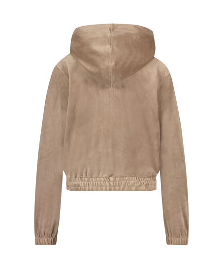 Velour hoodie jacket, Brown
