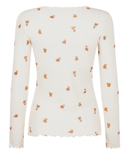 Pointelle Pyjama Top, White