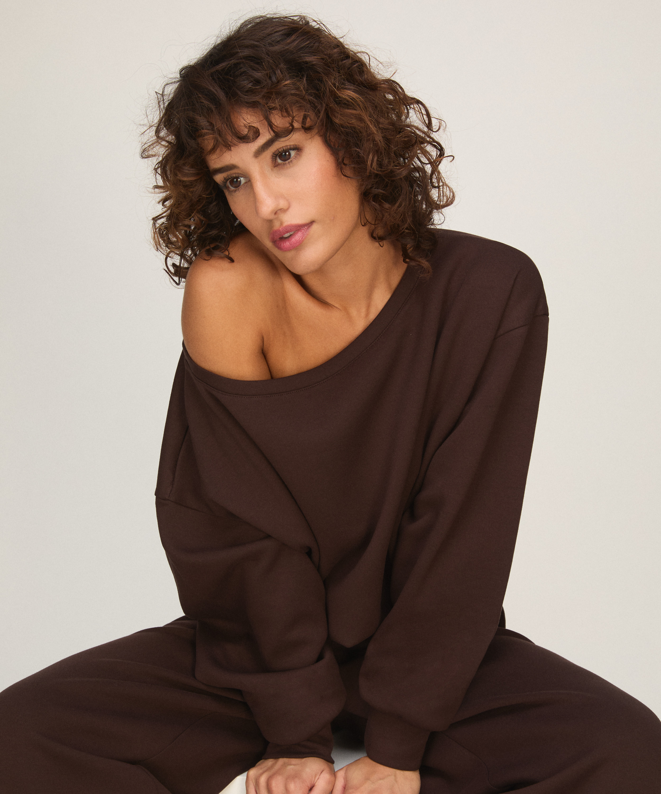 Top Viscose Boatneck, Brown, main