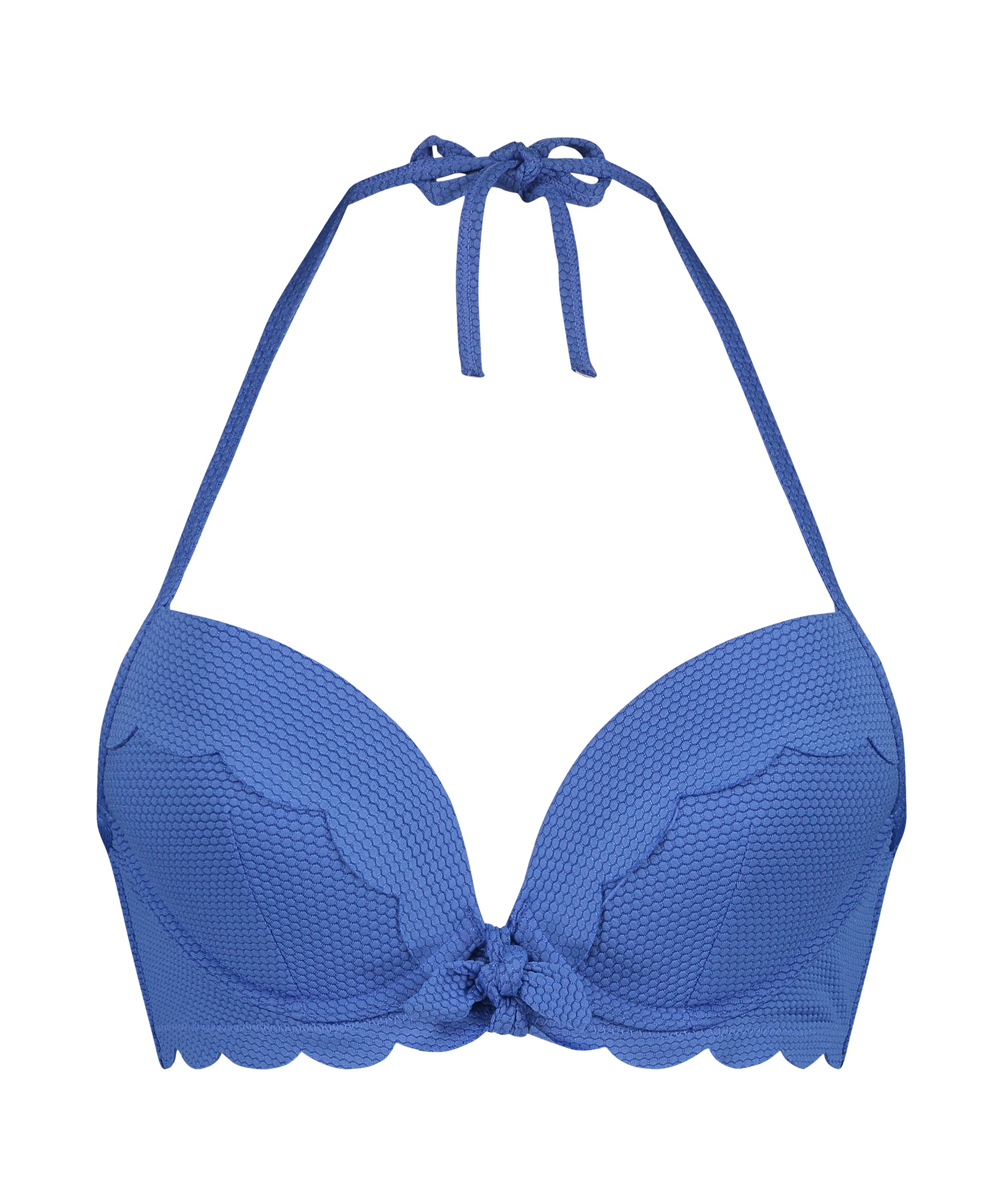 Scallop padded underwired bikini-top, Blue, main