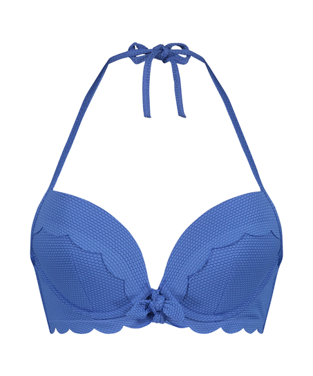 Scallop padded underwired bikini-top, Blue