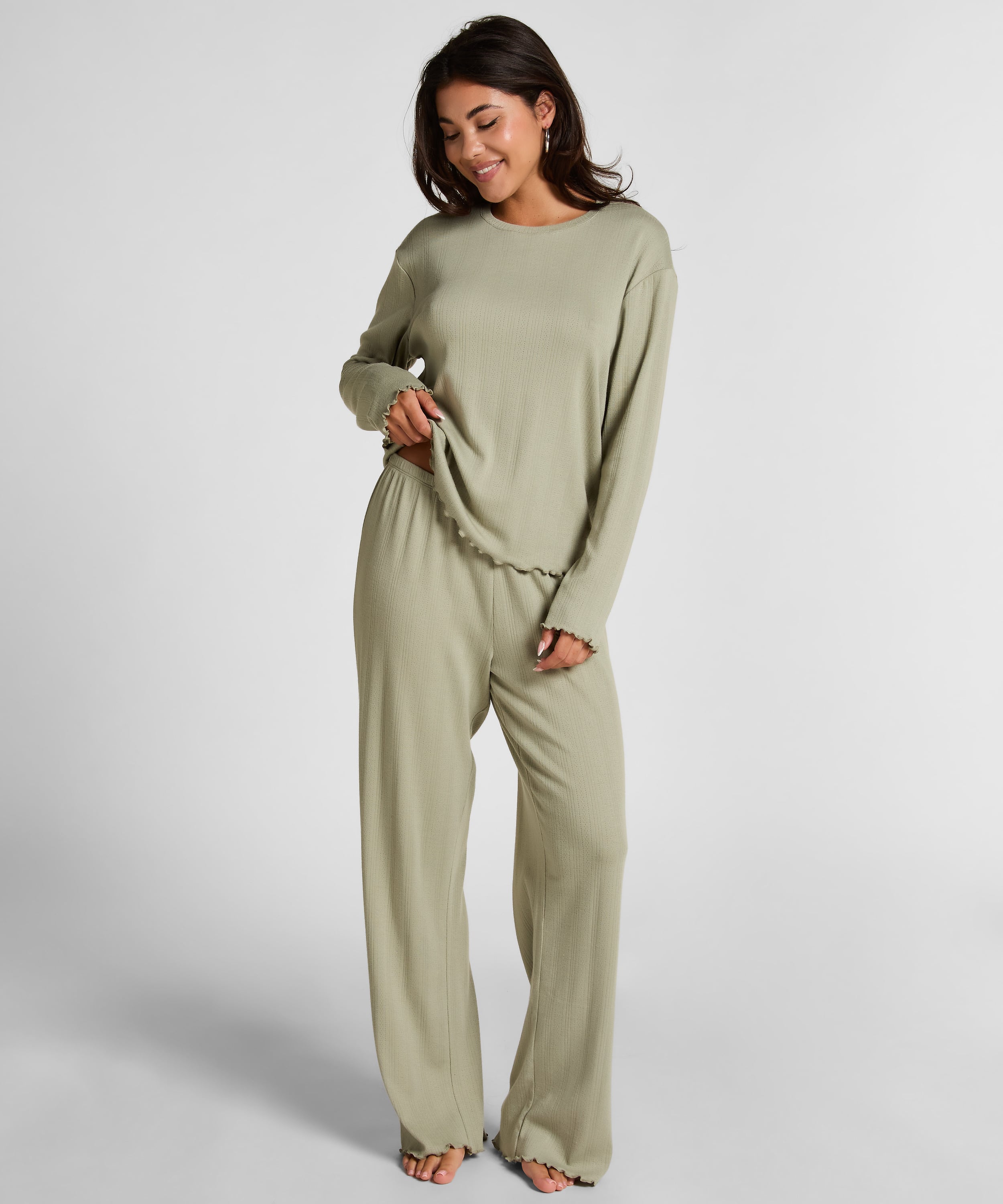 Pyjama Pant Loose Pointelle, Green, main