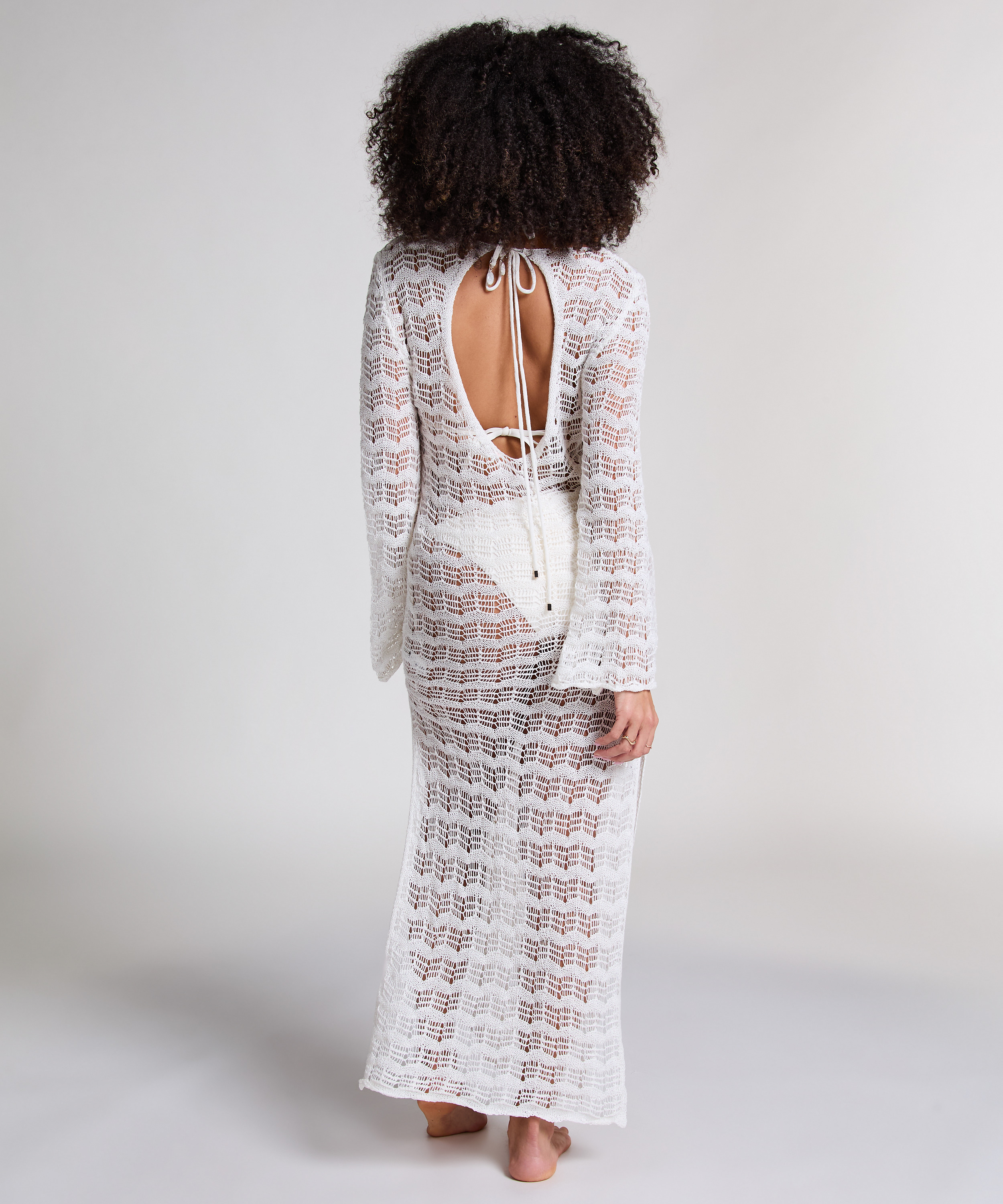 Crochet Maxi Dress, White, main