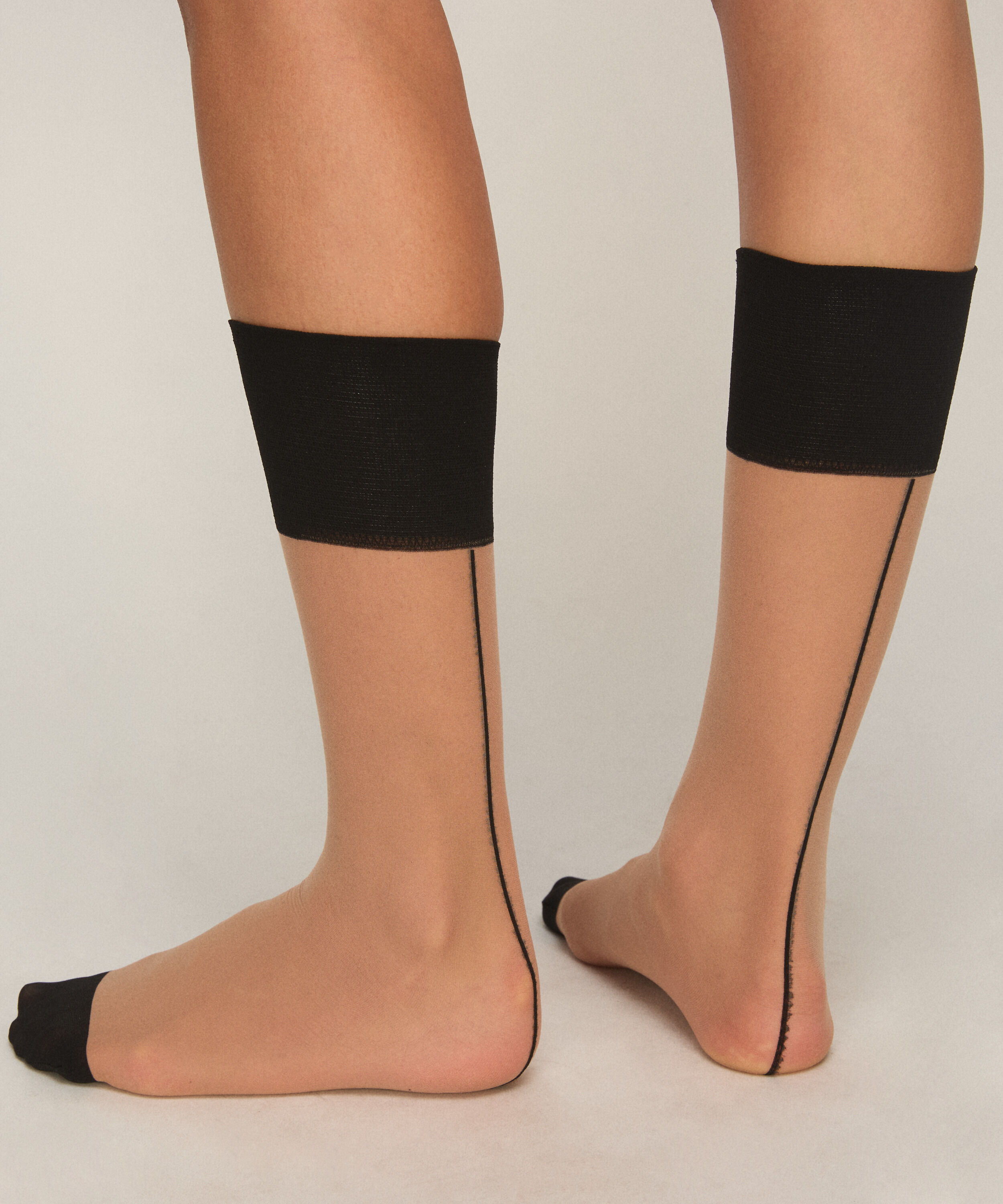 Sheer Socks Back Seam, Beige