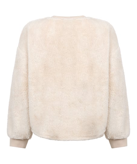 Longsleeved Top Fluffy Fleece, Beige