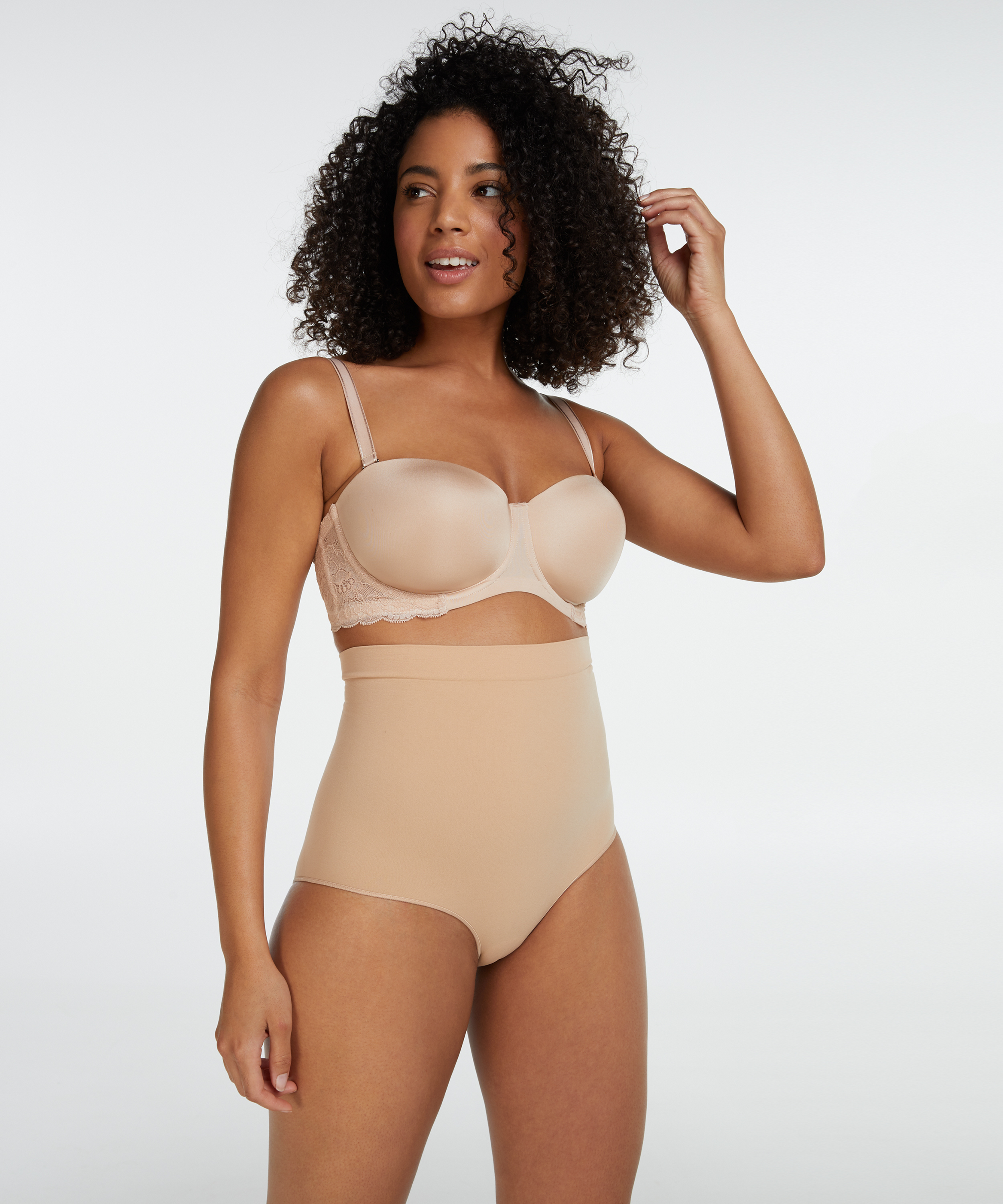 Firming high waisted brief - Level 2, Beige, main
